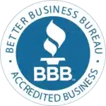 Better Business Bureau Accredited seal with BBB torch logo, symbolizing Black Diamond Experts’ trusted 24/7 home services in Utah.