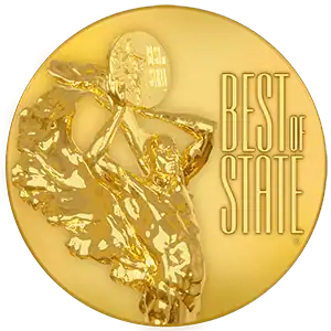 A gold medal featuring a figure lifting a disc, beside “Best of State”—symbolizing trusted, award-winning 24/7 home services.