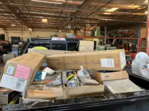 A Black Diamond Experts’ truck loaded with supplies sits in a well-stocked warehouse, ready 24/7 for trusted home repairs in Utah.