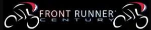 Front Runner Century logo with bold, white bicycles and red accents on a black backdrop, event name in crisp white lettering.