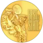 Gold medal with sculpted figure and “Best of State,” honoring Black Diamond Experts’ trusted, 24/7 home service excellence in Utah.
